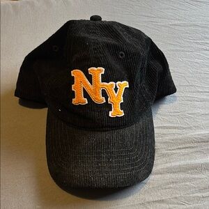 Black Corduroy Cap with Orange NY Logo
